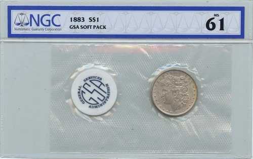1883年 モルガン・ダラー GSA ソフトパック S$1 NGC MS61