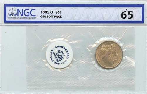 1885-O モルガン・ダラー GSA ソフトパック S$1 NGC MS65