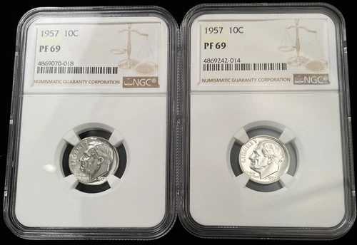 コレクター向け10個セット - 1957年ルーズベルト 10セント ダイム NGC PF69 認定