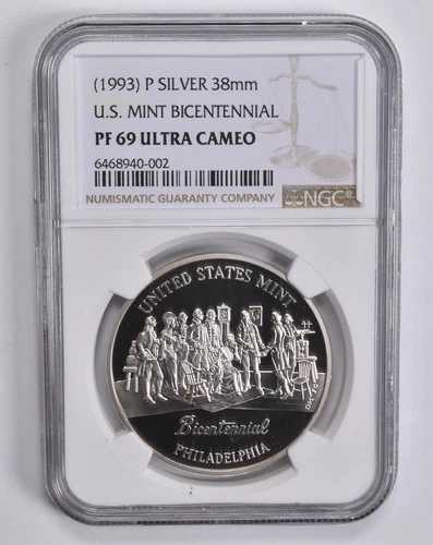 PF69 UCAM (1993)-P アメリカ造幣局 建国200周年記念銀メダル 38mm NGC *5586｜WORLD RESOURCE【QUEEN店】