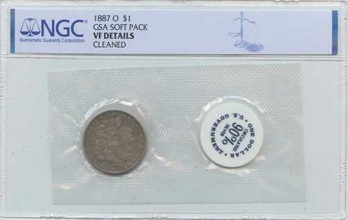 1887-O モルガン・ダラー GSA ソフトパック S$1 NGC VF 詳細