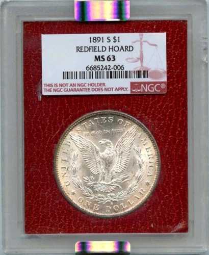 1891 S $1 モルガン・ダラー レッドフィールド・ホード NGC MS63