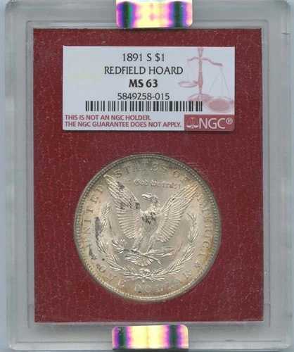 1891-S 1ドル モルガン・ダラー レッドフィールド・コレクション NGC MS 63