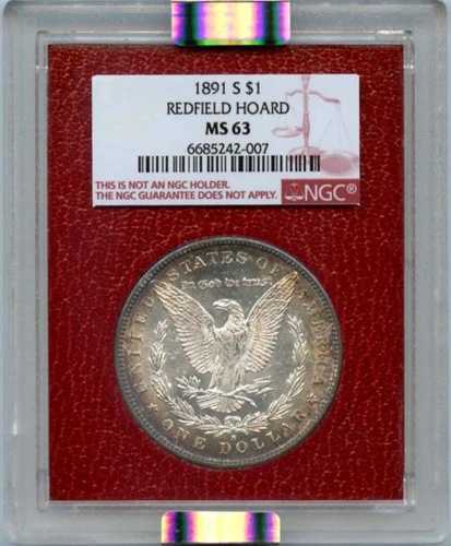 1891 S $1 モルガン・ダラー レッドフィールド・ホード NGC MS63