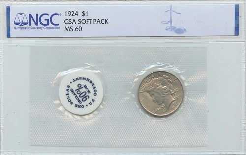 1924年 ピースダラー GSA ソフトパック S$1 NGC MS60