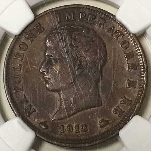 1812m イタリア ソルド 銅コイン ナポレオン 1世 NGC VF 詳細環境的被害-