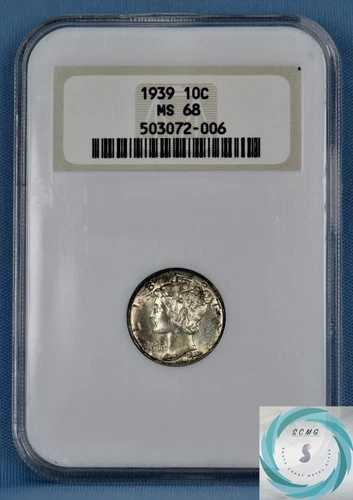 1939 年製マーキュリー ダイム NGC MS68 - 宝石のような美しい輝き!!!