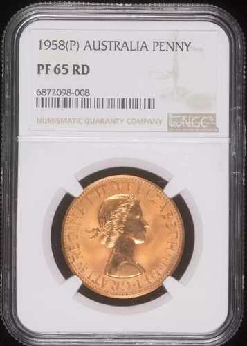 1958年 P オーストラリア ブロンズ ペニー NGC PF-65 RD プルーフ