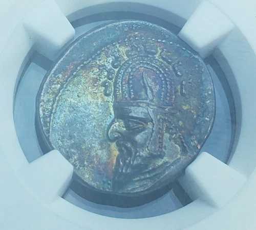 パルティアのシナトルケス。紀元前93/2-70/69年。ARドラクマ。ミトラダテスの息子。NGC CH XF
