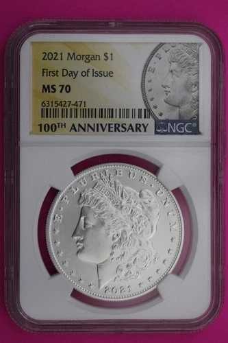 希少 2021 MS 70 モルガン銀貨 1日目発行 NGC 正規品 グレード605