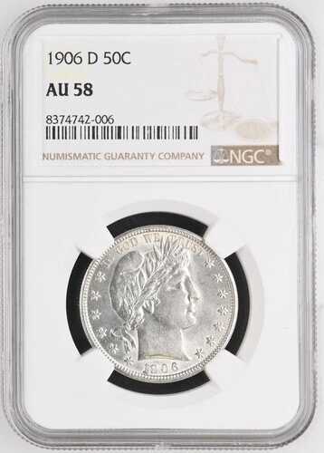 1906-D バーバー ハーフダラー NGC AU58
