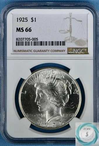 1925 年ピース ダラー NGC MS 66 - 輝きと冷たさが美しい!!!
