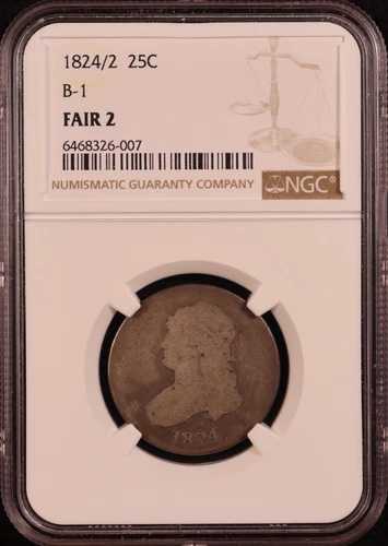 1824/2 キャップド バスト クォーター - 低鋳造キー デート - NGC フェア 2 - クールでレア!