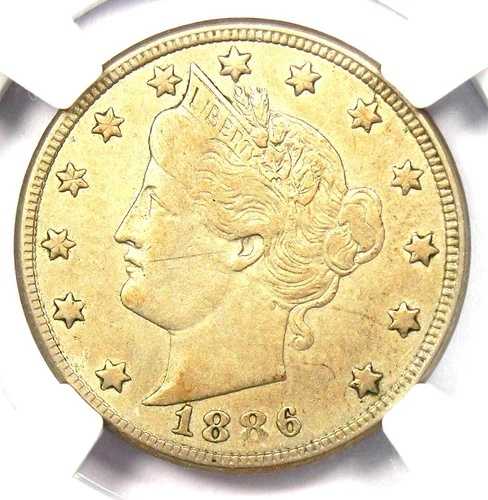 1886 リバティ ニッケル 5C - NGC XF 詳細 (EF) - 希少なキー デート認定コイン!｜WORLD RESOURCE【QUEEN店】 122,650円
