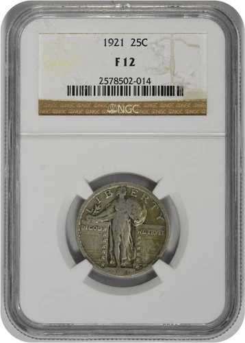 1921年 スタンディング・リバティ・シルバー・クォーター F12 NGC