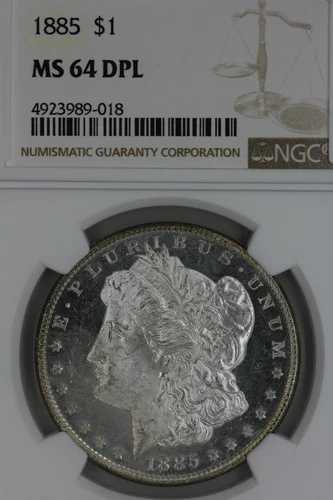 1885年 $1 NGC MS 64 DPL モルガン銀貨、ミス・リバティ・ヘッド・ドル、$1