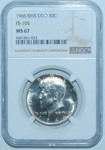 1966年 NGC MS67 FS-105 DDO ダブルダイ 表面 SMS ケネディ ハーフダラー｜WORLD RESOURCE【QUEEN店】