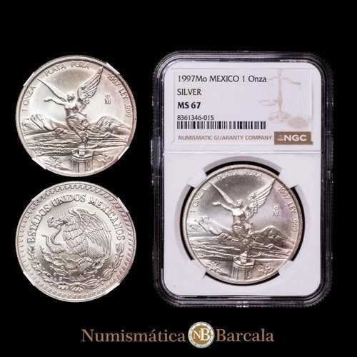 1997年-Moメキシコオンス銀貨。NGCによりMS67として封入。House of-｜WORLD RESOURCE【QUEEN店】