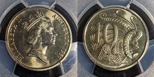 1987年 10セント 10セント オーストラリア PCGS MS67 FDC GEM UNC #2991｜WORLD RESOURCE【QUEEN店】