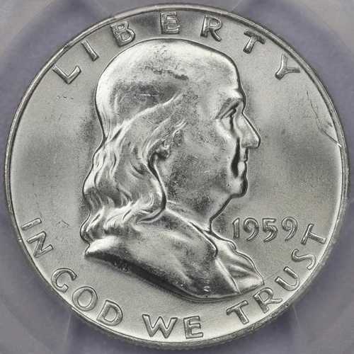 1959-D 50セント フランクリン ハーフダラー - PCGS MS 65 FBL