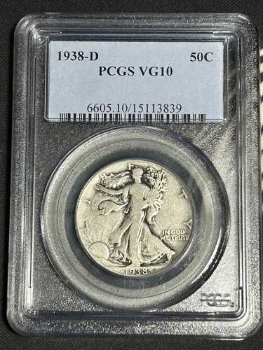 1938-D ウォーキング・リバティ・ハーフダラー PCGS VG10 491,600 発行