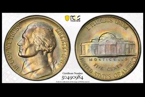 トーン加工済み PCGS MS65 1948 トーマス ジェファーソン ニッケル ビューティー!