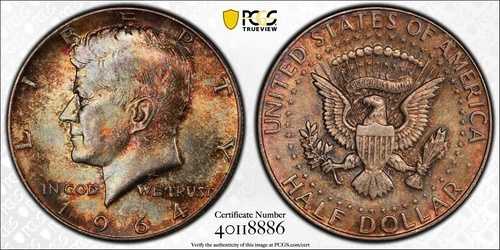 1964年 ケネディ ハーフダラー PCGS MS64 ウェイト・レイモンド アルバム トーン