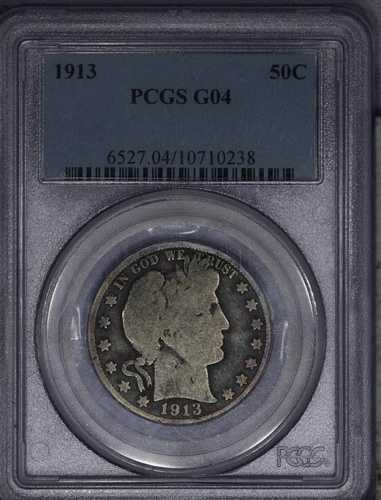 1913年 バーバー ハーフドル 50セント PCGS G04 G4