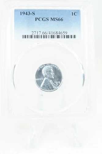 1943-S PCGS MS66 スチール リンカーン ウィート セント ビジネス ストライク 1C