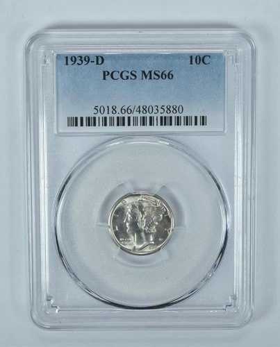 1939-D マーキュリーダイム MS66 PCGS ブルーラベル