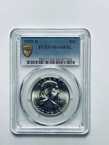 1959-D フランクリンシルバーハーフダラー PCGS MS64FBL