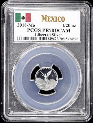 2018年-月 メキシコ 1/20オンス シルバー プルーフ リベルタッド PCGS PR 70 DCAM