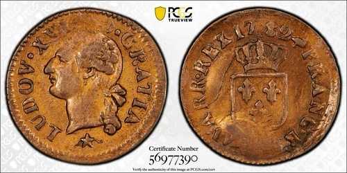 1782年 フランス 1 リアール、銅、ルイ16世 UNC 詳細 36,465円