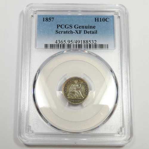 1857年 P PCGS XF 詳細 - シルバー シート付きハーフダイム H10C 米国コイン #49910A