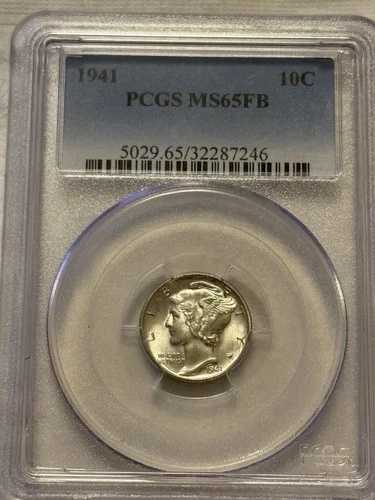 1941年 マーキュリーダイム PCGS MS65 FB フルバンド ジェムブリリアントラスター フィラデルフィア