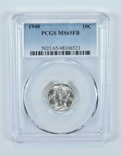 1940年製 マーキュリーダイム MS65 FB PCGS ブルーラベル