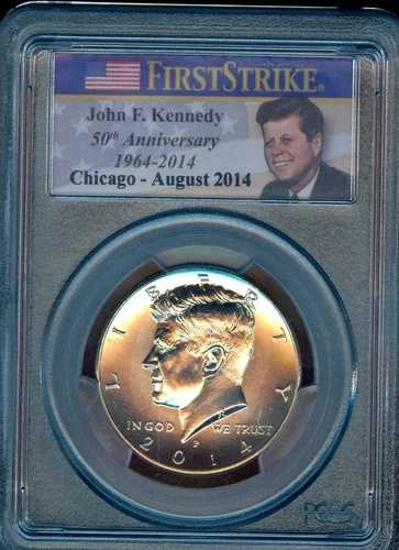 2014年 P・ケネディ50周年記念シカゴ・ファースト・ストライク・ハーフダラー PCGS SP67