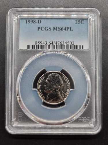 1998年 D ジェファーソン ニッケル 5セント PCGS MS64PL 希少プルーフ - 類似品 #64583