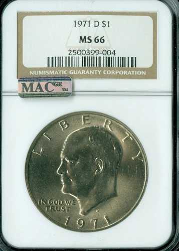 1971 年 D アイゼンハワー ドル NGC MS66 PQ 2ND FINEST MAC SPOTLESS 。