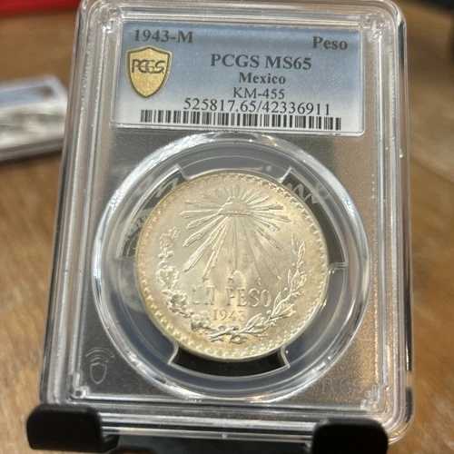 1943年- M メキシコ シルバー ペソ PCGS MS65 トゥルービュー