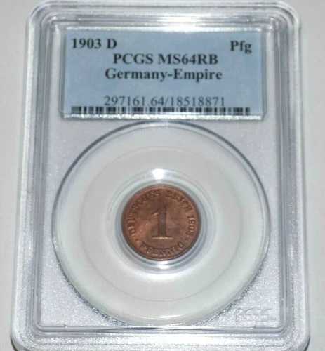 1903D 1P ドイツ ペニッヒ ドイツ帝国 PCGS MS64RB MS64 認定グレードコイン