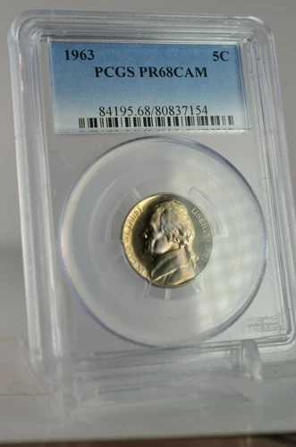 PR68CAM 1963年 ジェファーソン ニッケル PCGS グレーデッド プルーフ カメオコイン 希少 未流通