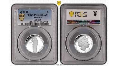 オーストラリア 1ドル 2005B ガリポリ PCGS PR69DCAM 銀貨