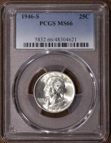1946-S ワシントン シルバー クォーター 未使用 MS66 PCGS 認定 48304621