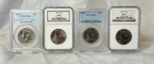 ケネディ ハーフダラー 4枚セット 1992D 1993DS 2007P 2010P NGC & PCGS 鑑定済み