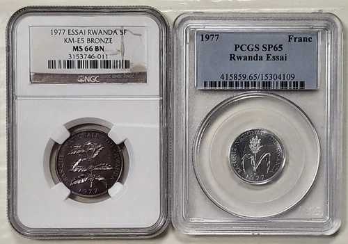 ルワンダ 1977 5F ESSAI NGC 66BN & フラン PCGS SP65 36,465円