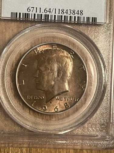 1968年-D ケネディ・ハーフダラー ? PCGS MS64 ? ゴージャスなブロンズトーン ? 銀40%