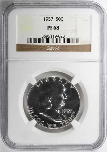 1957年 プルーフ フランクリン ハーフダラー NGC PF68 50セント