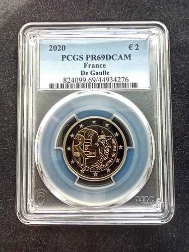 フランス：2ユーロ 2020 ドゴール プルーフ; PCGS PR 69