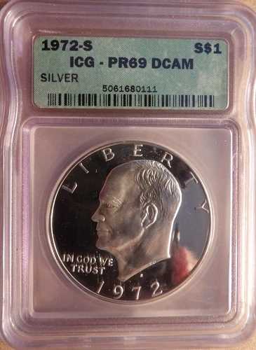 1972年 S $1 シルバー アイク アイゼンハワー ドル プルーフ IGC PR69 DCAM